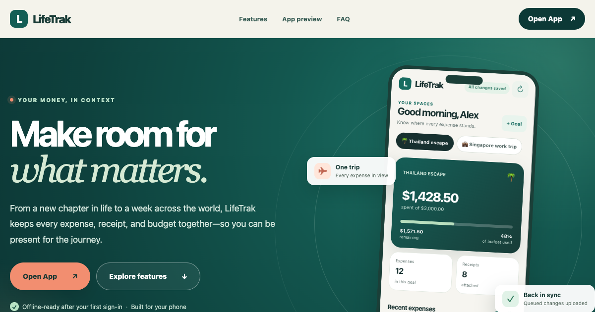 LifeTrak product interface screenshot